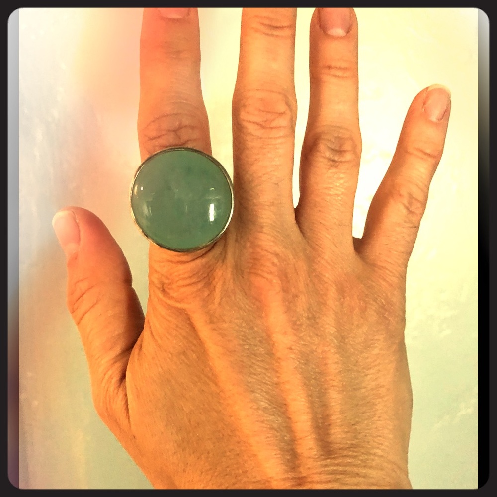 Tous Silver And Aquamarine Size 7 ring